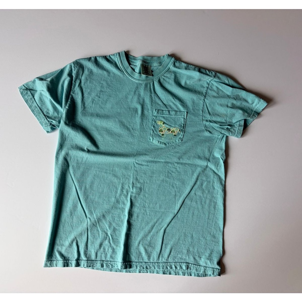 Comfort Colors T-Shirt Women's L Green Dachshund Graphic